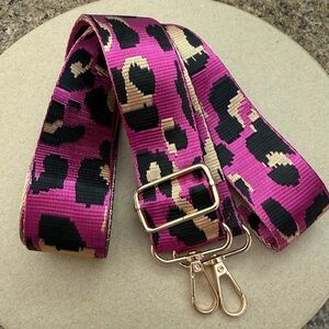 Pink Multicolor Adjustable Reversible Leopard Print Purse Strap NEW